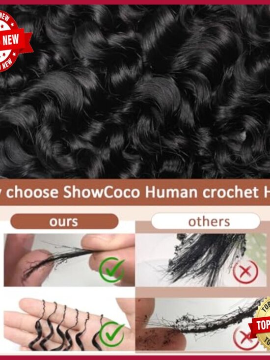 18 Inch Human Hair Extensions, Pre-Separated Curly Crochet Bundles, 125g